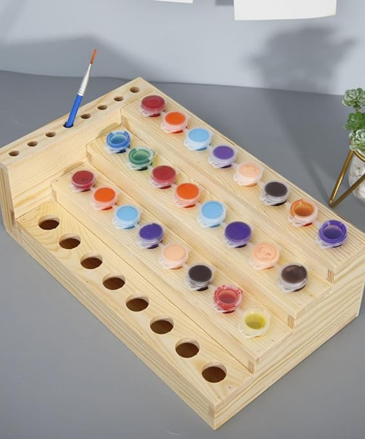 Natural Wood Acrylic Paint Organizer