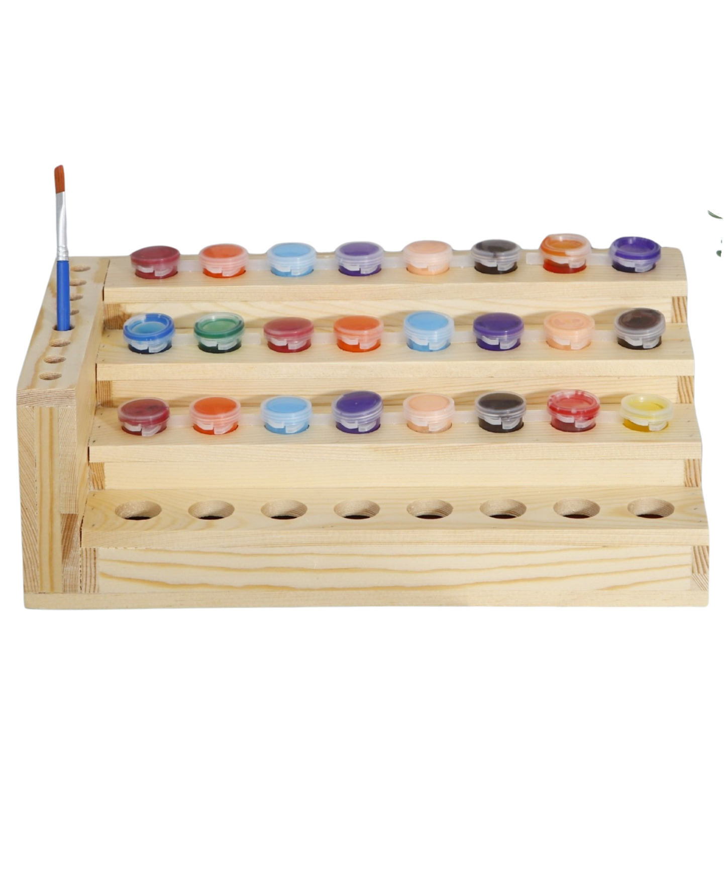 Natural Wood Acrylic Paint Organizer