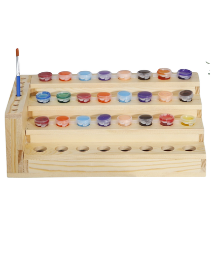 Natural Wood Acrylic Paint Organizer