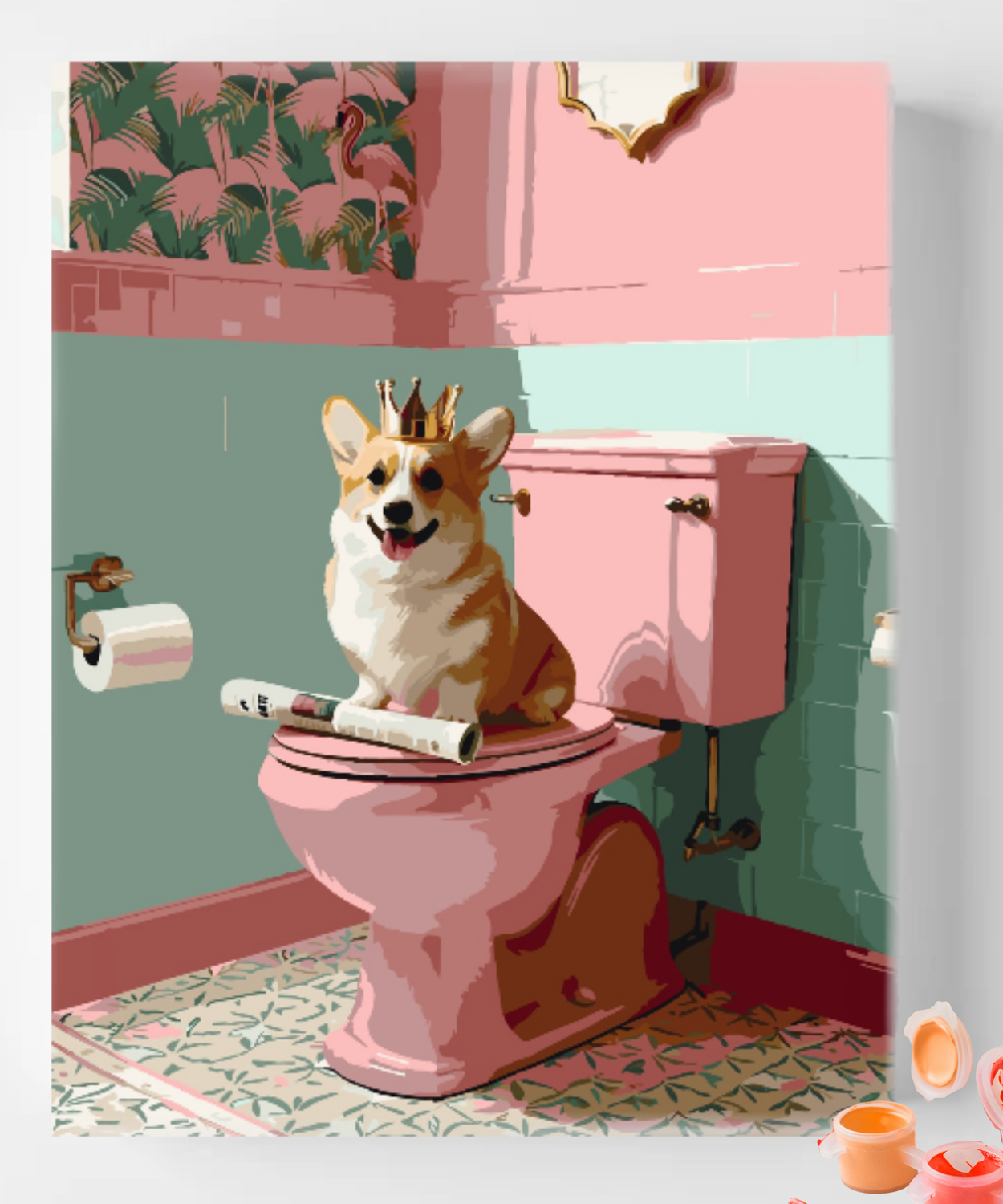 Corgi Dog Bathroom