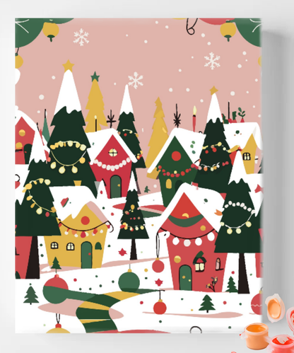 Christmas Houses Cute Pink